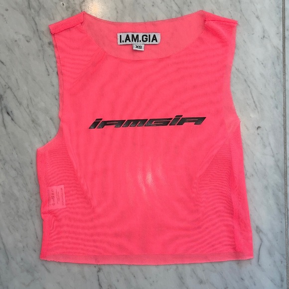 I am Gia Sheer neon crop tank XS club